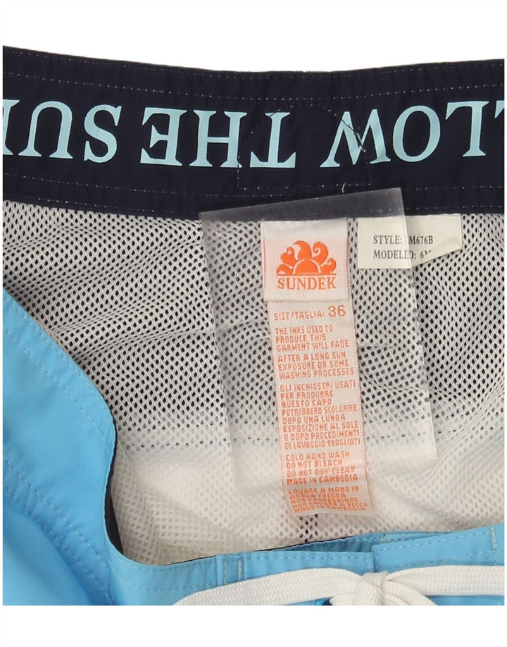 Pantaloncini da bagno grafici da uomo SUNDEK grandi in poliestere color block blu