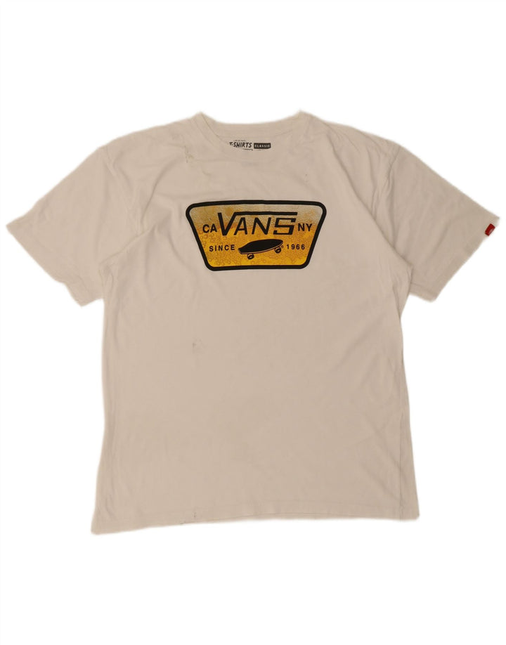 T-shirt grafica da uomo Vans grande in cotone bianco
