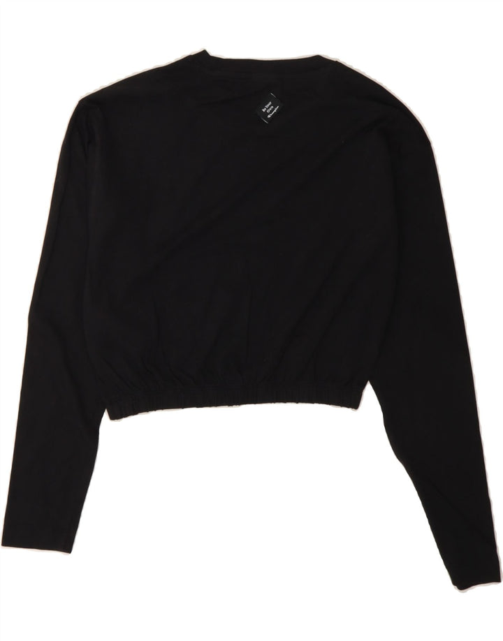CHAMPION Womens Long Sleeve Crop Top UK 10 Small Black Cotton Vintage Champion and Second-Hand Champion from Messina Hembry 