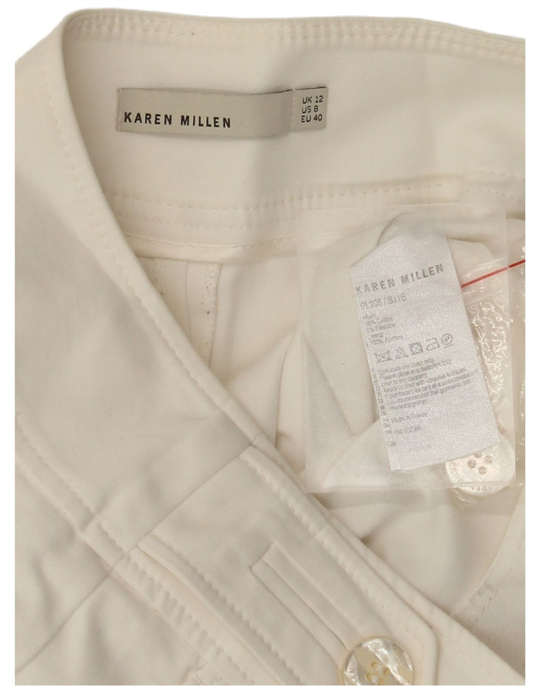 Pantaloni corti dritti da donna KAREN MILLEN UK 12 Medium W30 L24 Bianco