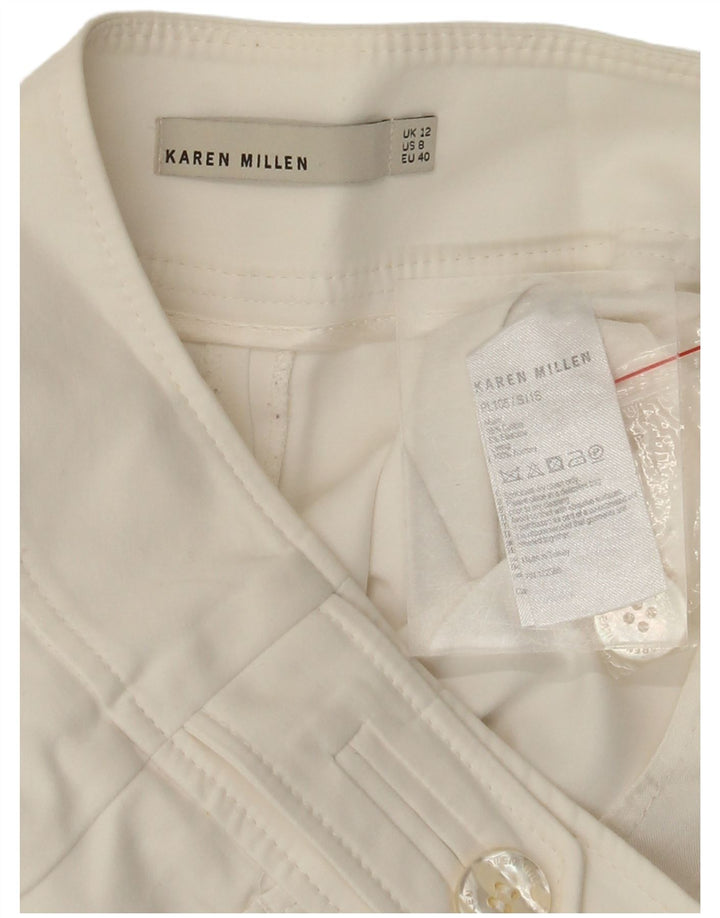 Pantaloni corti dritti da donna KAREN MILLEN UK 12 Medium W30 L24 Bianco