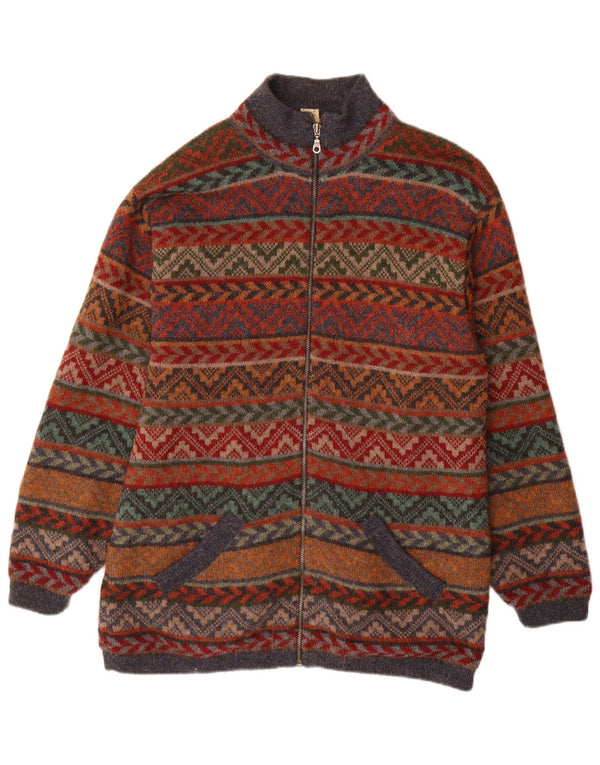 Maglione cardigan lungo da donna Waliki UK 18 XL multicolore geometrico