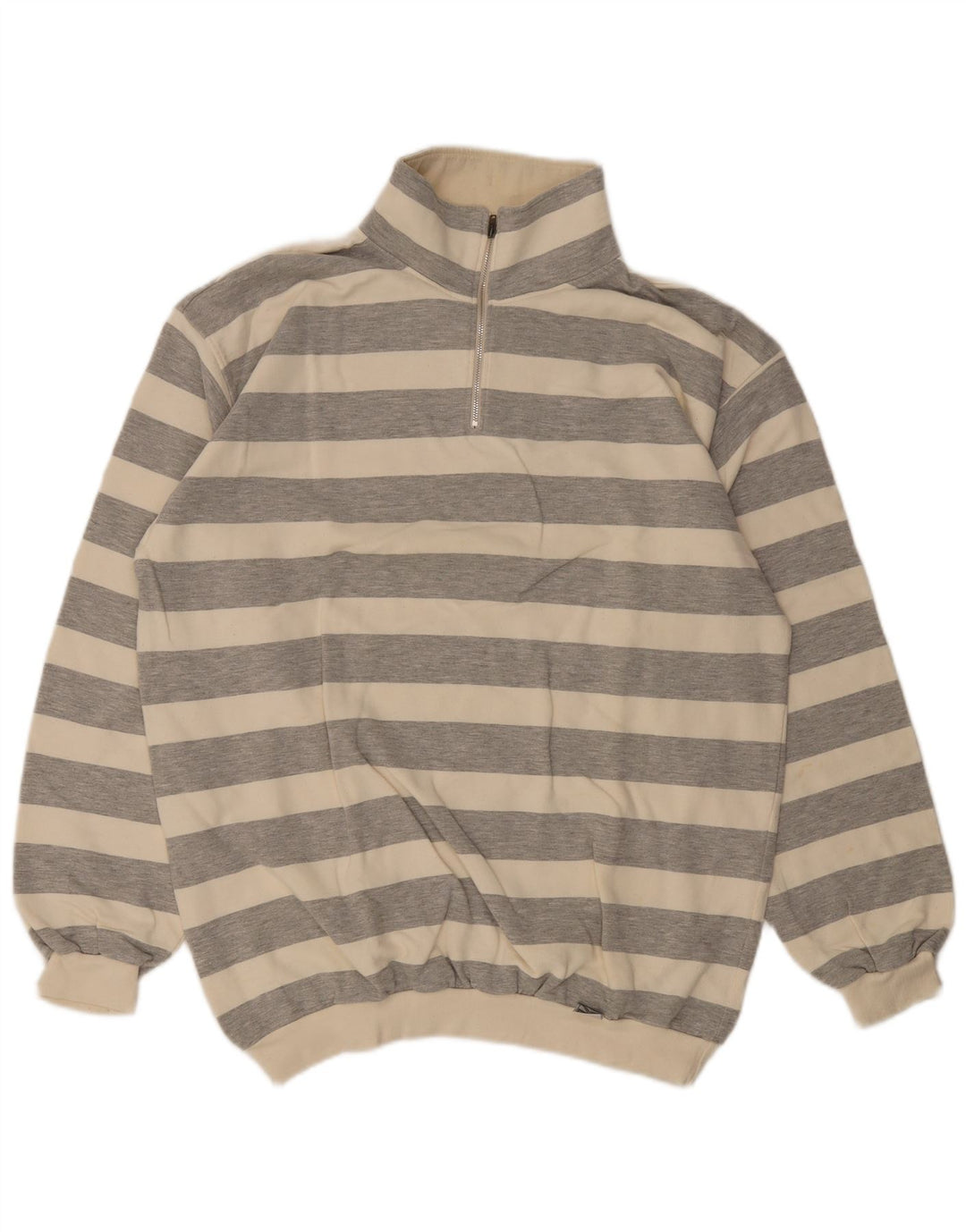 Trigema Felpa da uomo con zip e collo maglione XL in cotone a righe grigie