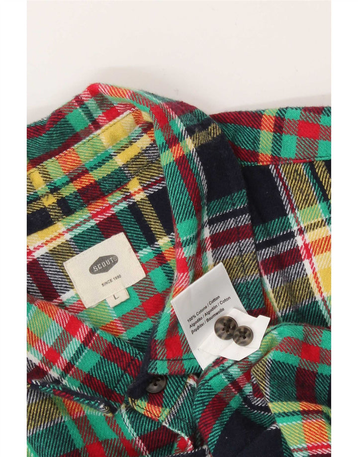 Camicia Scout da uomo in flanella di cotone a quadri multicolore grande