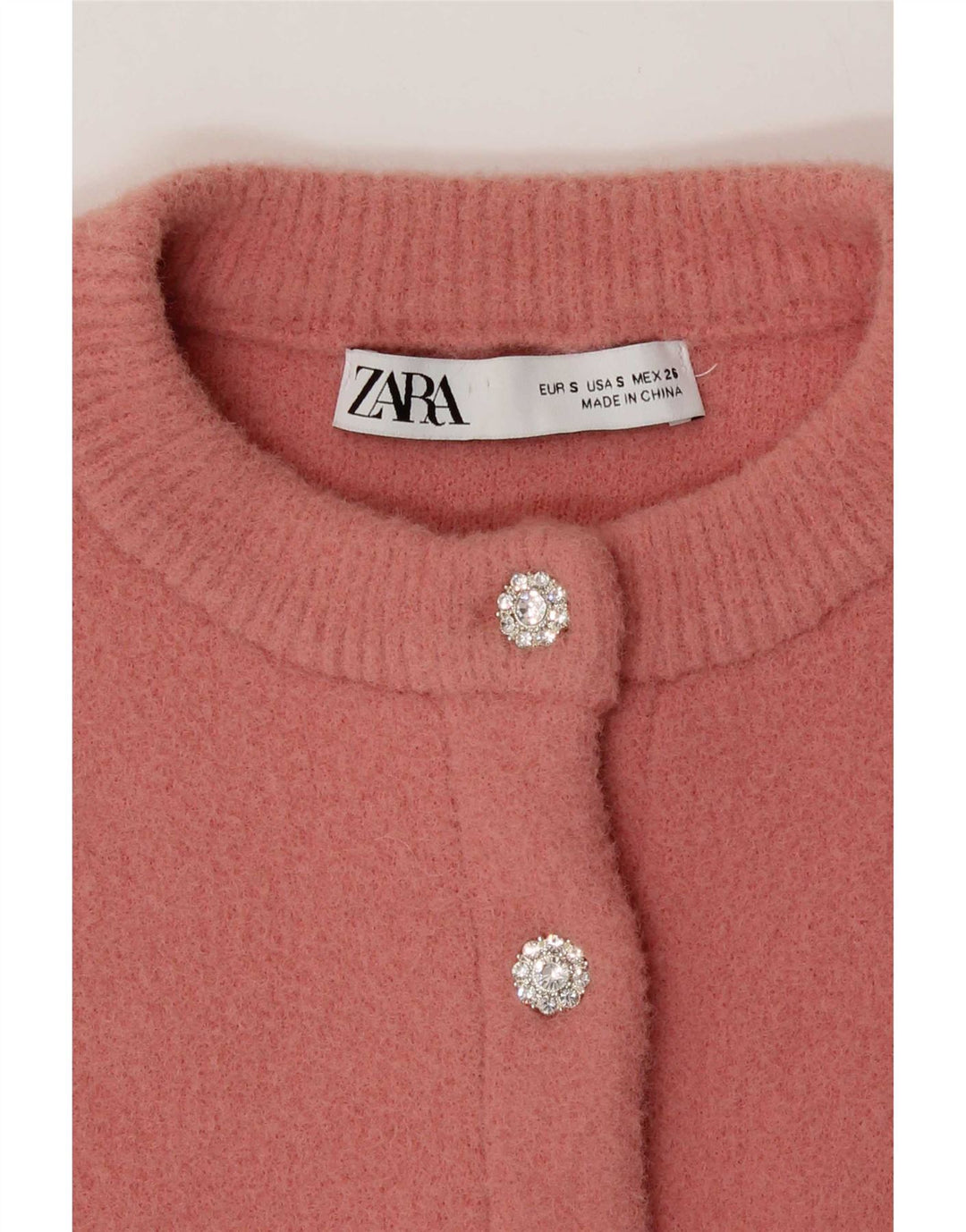 Maglione cardigan corto da donna Zara UK 10 piccolo rosa