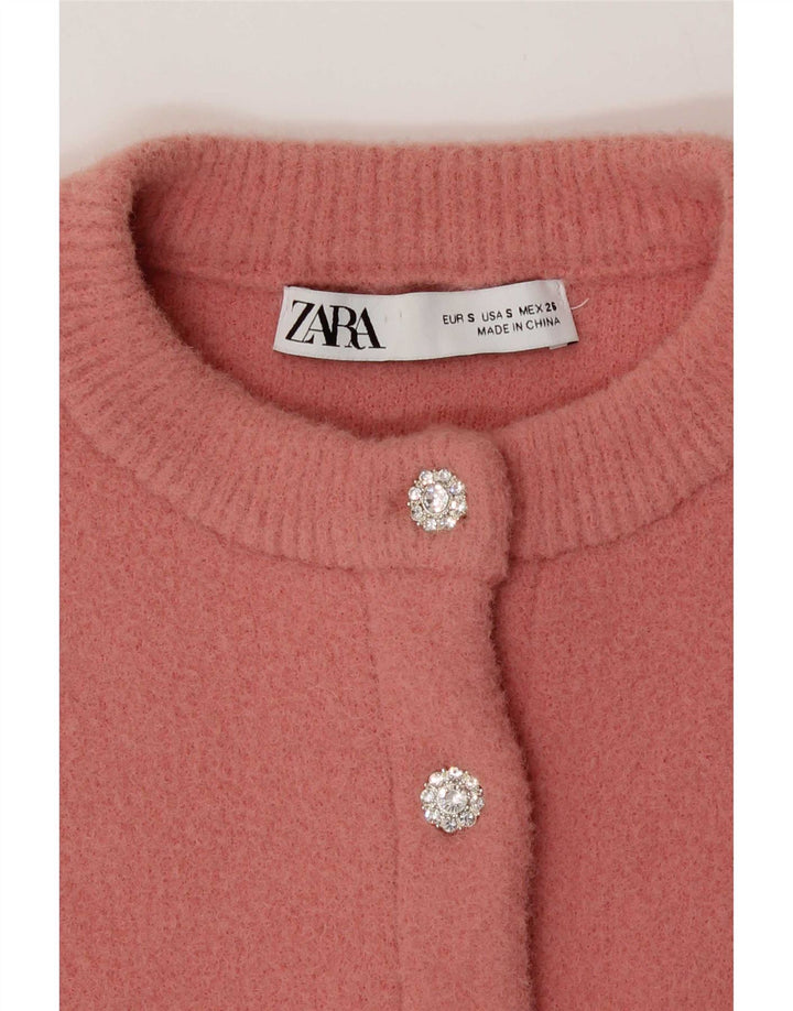 Maglione cardigan corto da donna Zara UK 10 piccolo rosa