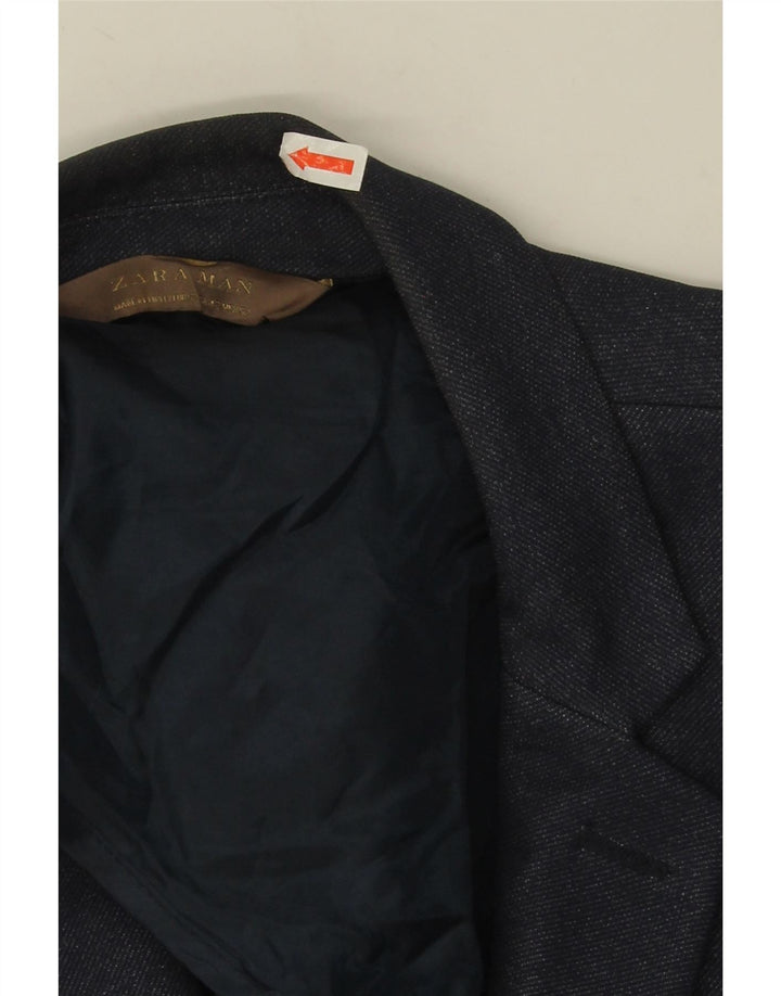 Giacca blazer da uomo a 2 bottoni Zara EU 52 grande poliestere blu navy