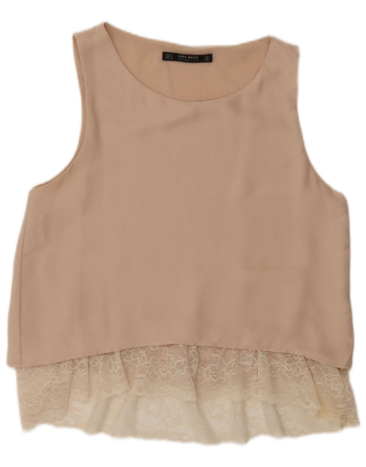 Camicetta senza maniche da donna Zara UK 10 piccola Beige