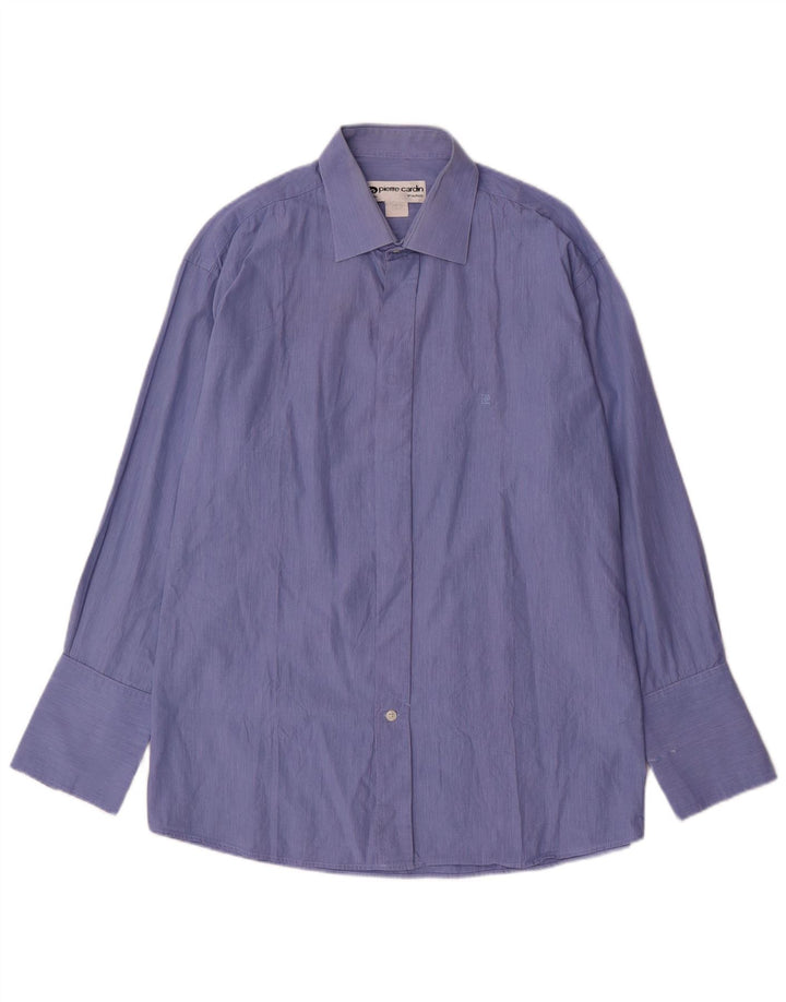 PIERRE CARDIN Camicia formale da uomo taglia 17 XL Gessato blu
