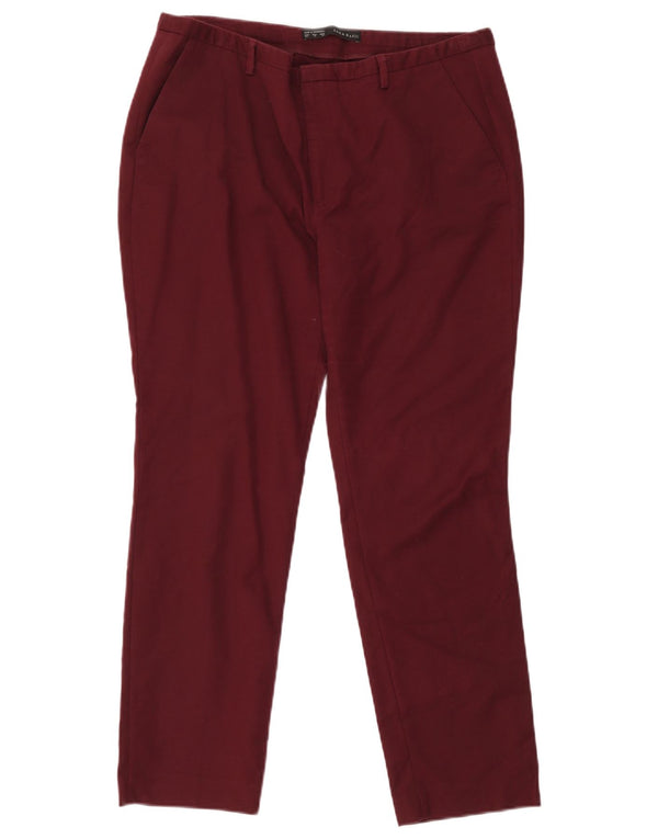 Pantaloni chino slim a vita alta da donna Zara EU 44 XL W34 L28 Borgogna