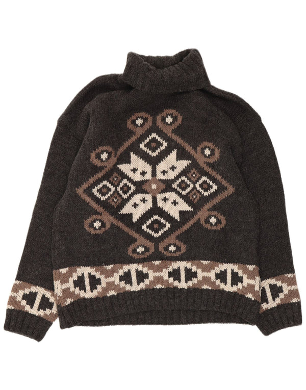 Maglione maglione a collo alto da donna Kaos UK 14 Lana geometrica grigia grande