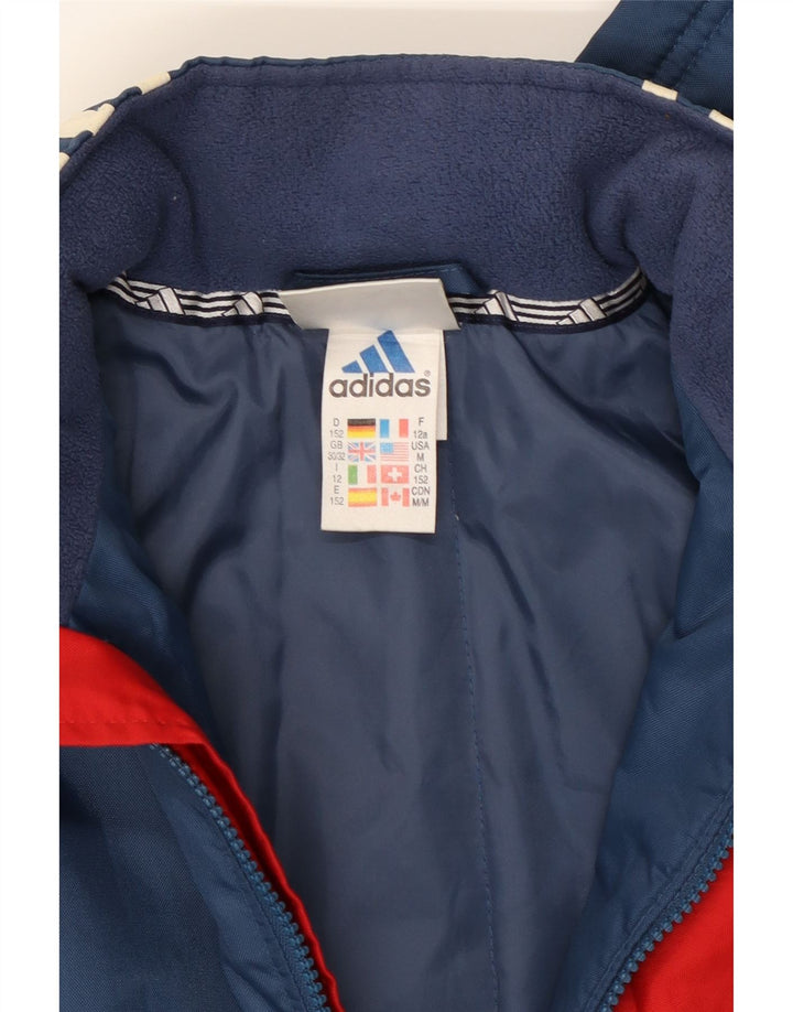 ADIDAS Boys Hooded Rain Jacket 11-12 Years Navy Blue Nylon Vintage Adidas and Second-Hand Adidas from Messina Hembry 