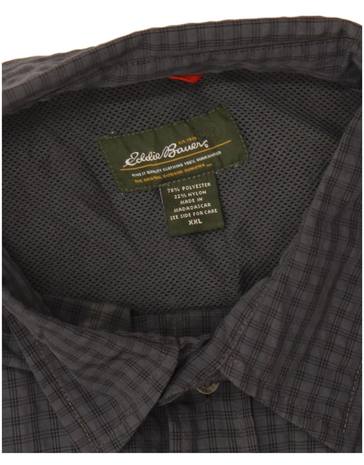 Camicia a maniche corte da uomo EDDIE BAUER 2XL Poliestere a quadri grigio