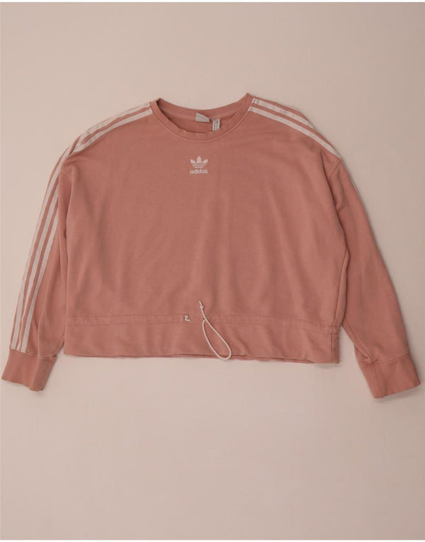 Felpa corta da donna Adidas UK 22 3XL cotone rosa