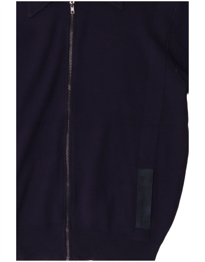 Maglione cardigan da uomo vintage in lana blu navy media