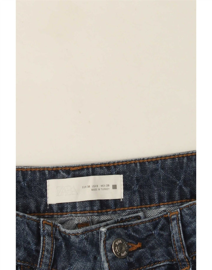 Jeans dritti da donna Zara EU 38 Small W28 L28 Blu maculato
