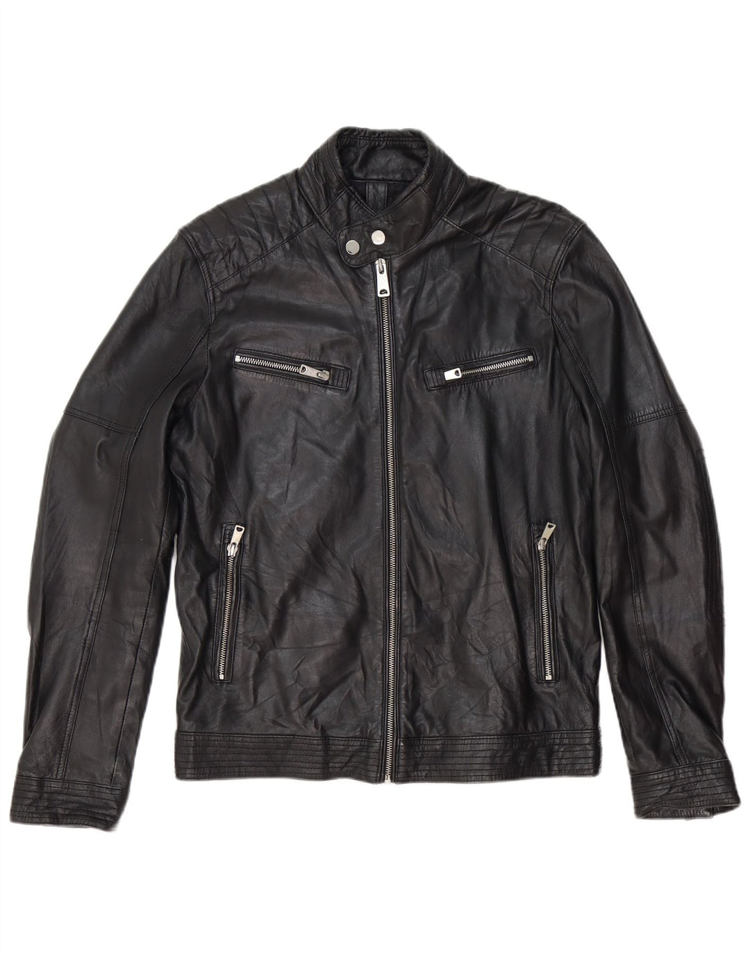 Giacca Biker In Pelle Donna Conbipel IT 46 Large Pelle Nera