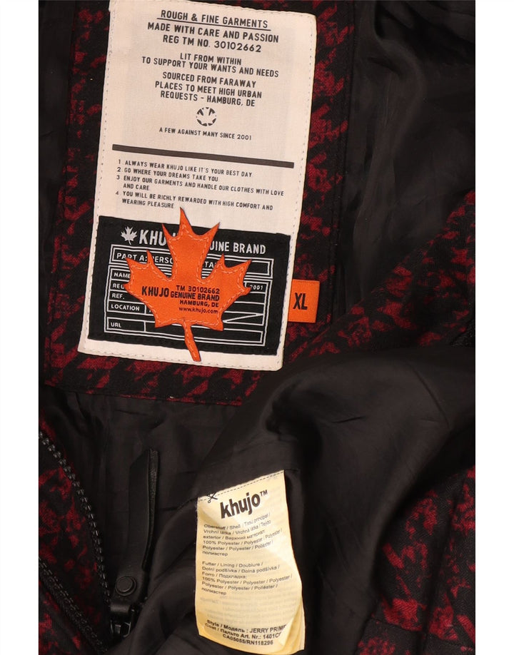 Cappotto imbottito con cappuccio da donna KHUJO UK 18 XL Poliestere rosso pied de poule