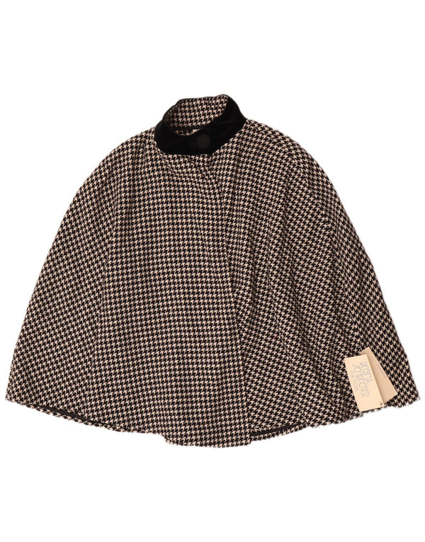 Cappotto Poncho Donna Regina Schrecker IT 42 Lana Pied De Poule Medio Nero