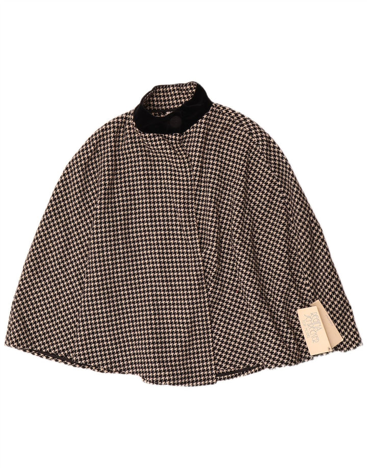 Cappotto Poncho Donna Regina Schrecker IT 42 Lana Pied De Poule Medio Nero