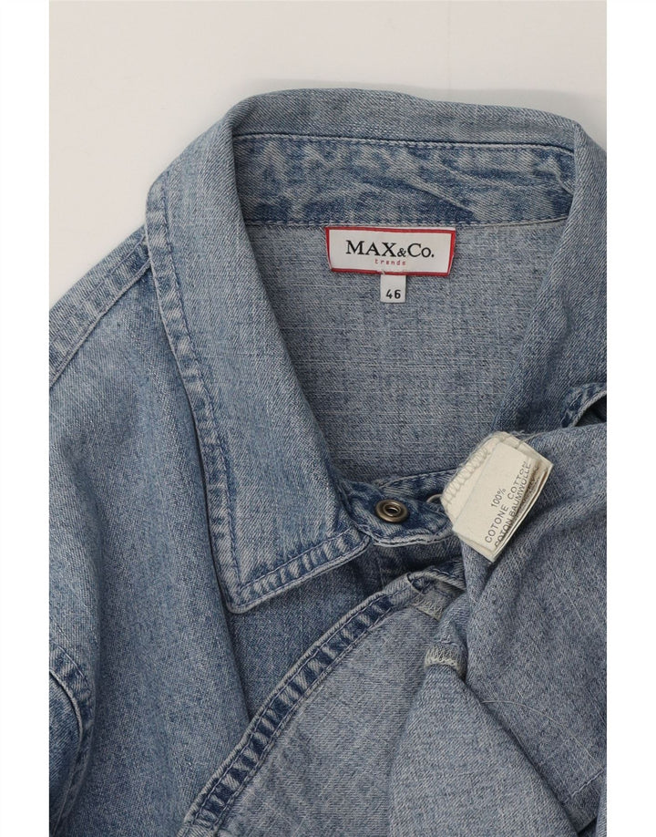 MAX & CO. Camicia in denim da donna con maniche a 3/4 IT 46 Large in cotone blu