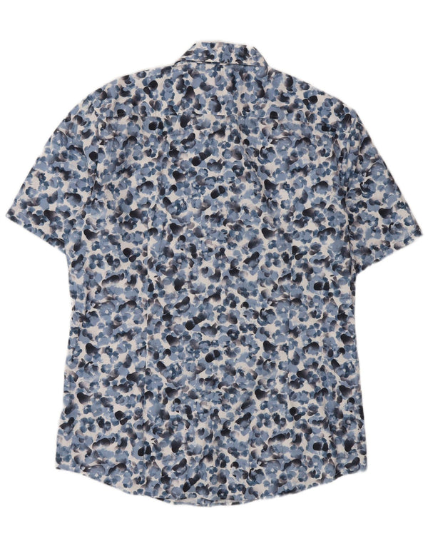 Camicia a maniche corte elasticizzata da uomo Hugo Boss taglia 43 17 XL blu floreale