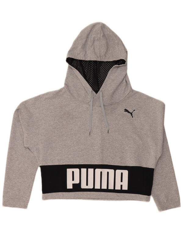 PUMA Maglia corta oversize con cappuccio da donna UK 12 Colorblock grigio medio