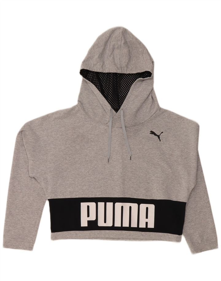PUMA Maglia corta oversize con cappuccio da donna UK 12 Colorblock grigio medio