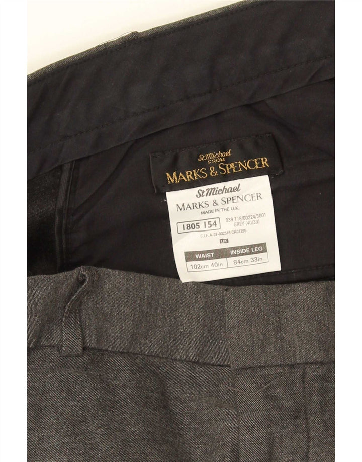Pantaloni casual dritti da uomo Marks & Spencer W40 L33 viscosa grigia