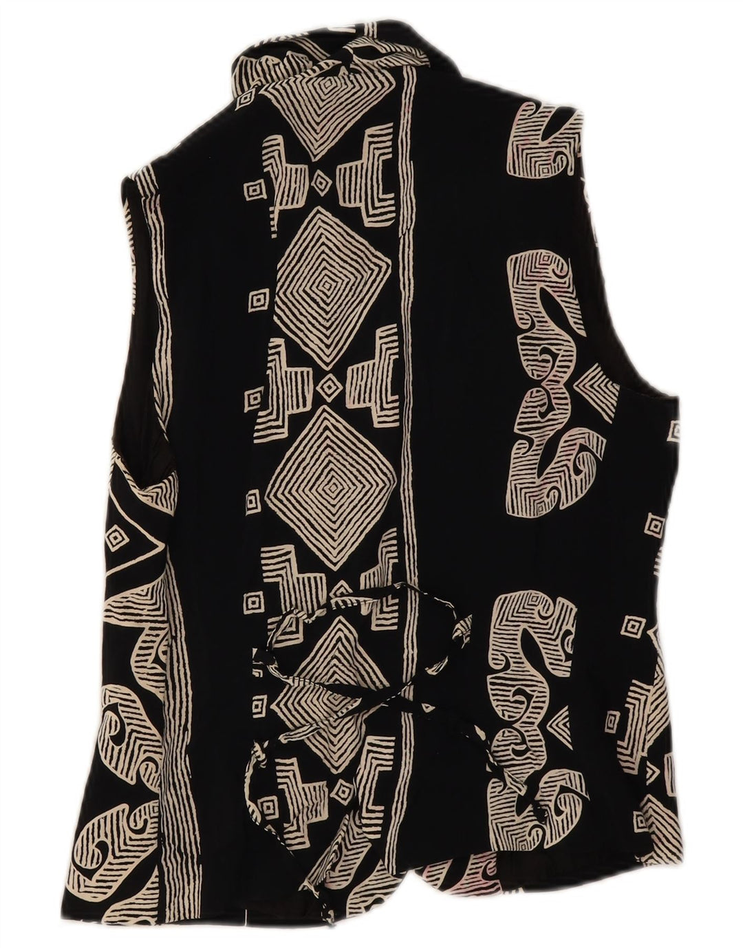 Gilet vintage da donna UK 8 piccolo nero geometrico