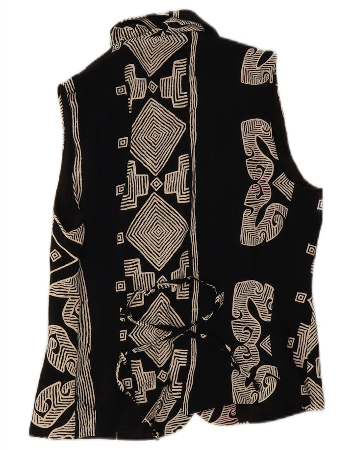 Gilet vintage da donna UK 8 piccolo nero geometrico