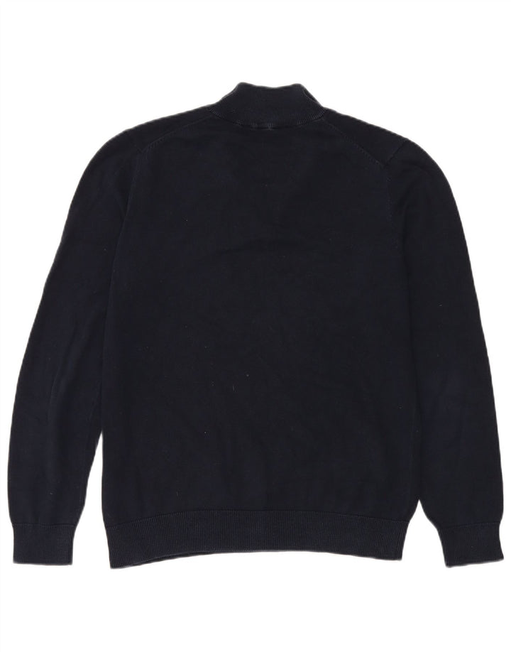 Crew Clothing Maglione da uomo con collo con zip, cotone medio blu navy