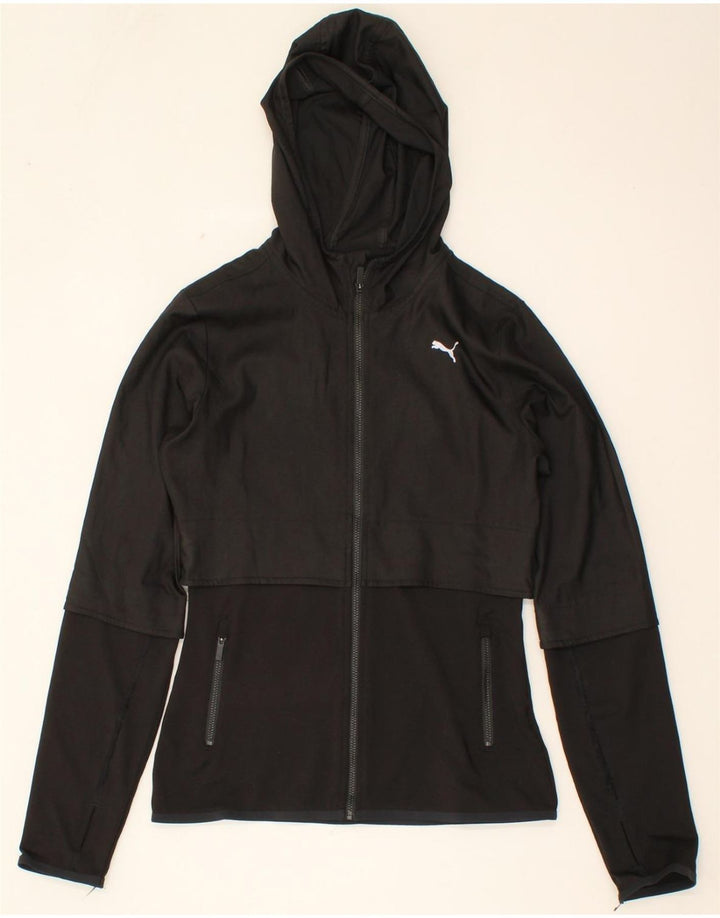 PUMA Womens Zip Hoodie Sweater UK 8 Small Black Vintage Puma and Second-Hand Puma from Messina Hembry 