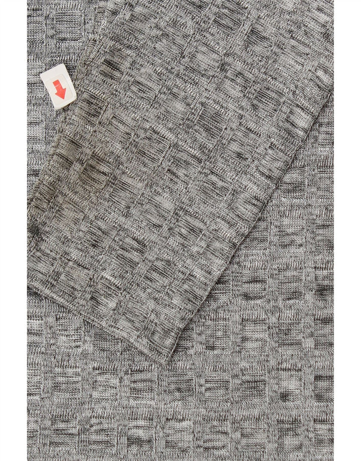 Top tunica a maniche lunghe da donna Zara UK 16 grande poliestere chiazzato grigio