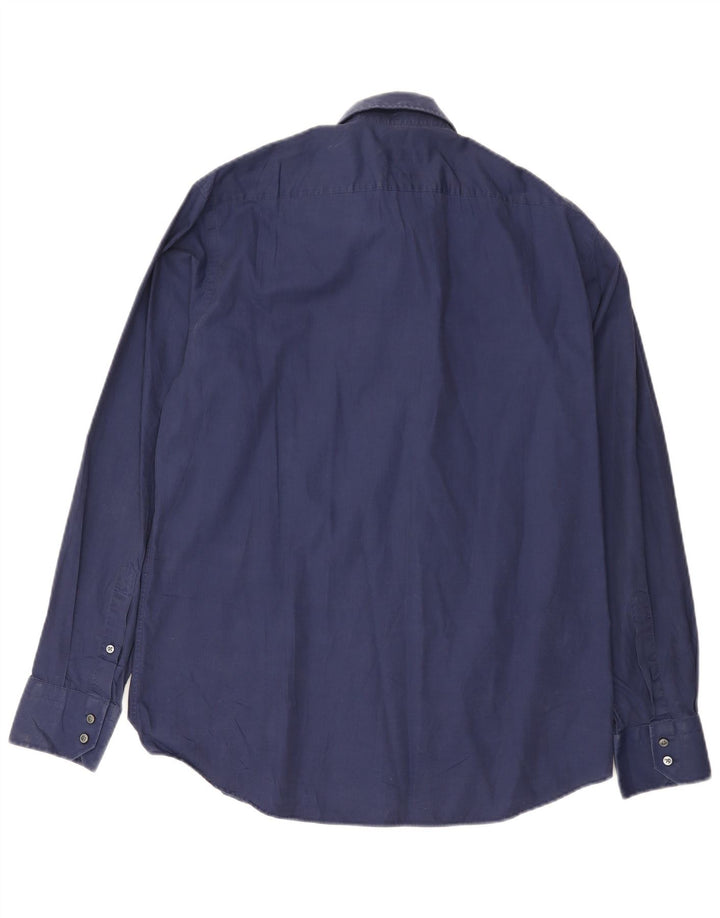 Camicia da uomo vestibilità regolare Hugo Boss taglia 41 grande cotone blu navy