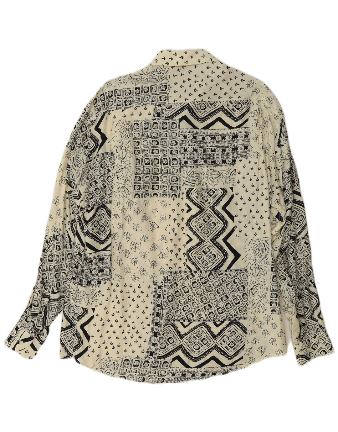 Ferrone Camicia Uomo Large Off White Patchwork Viscosa