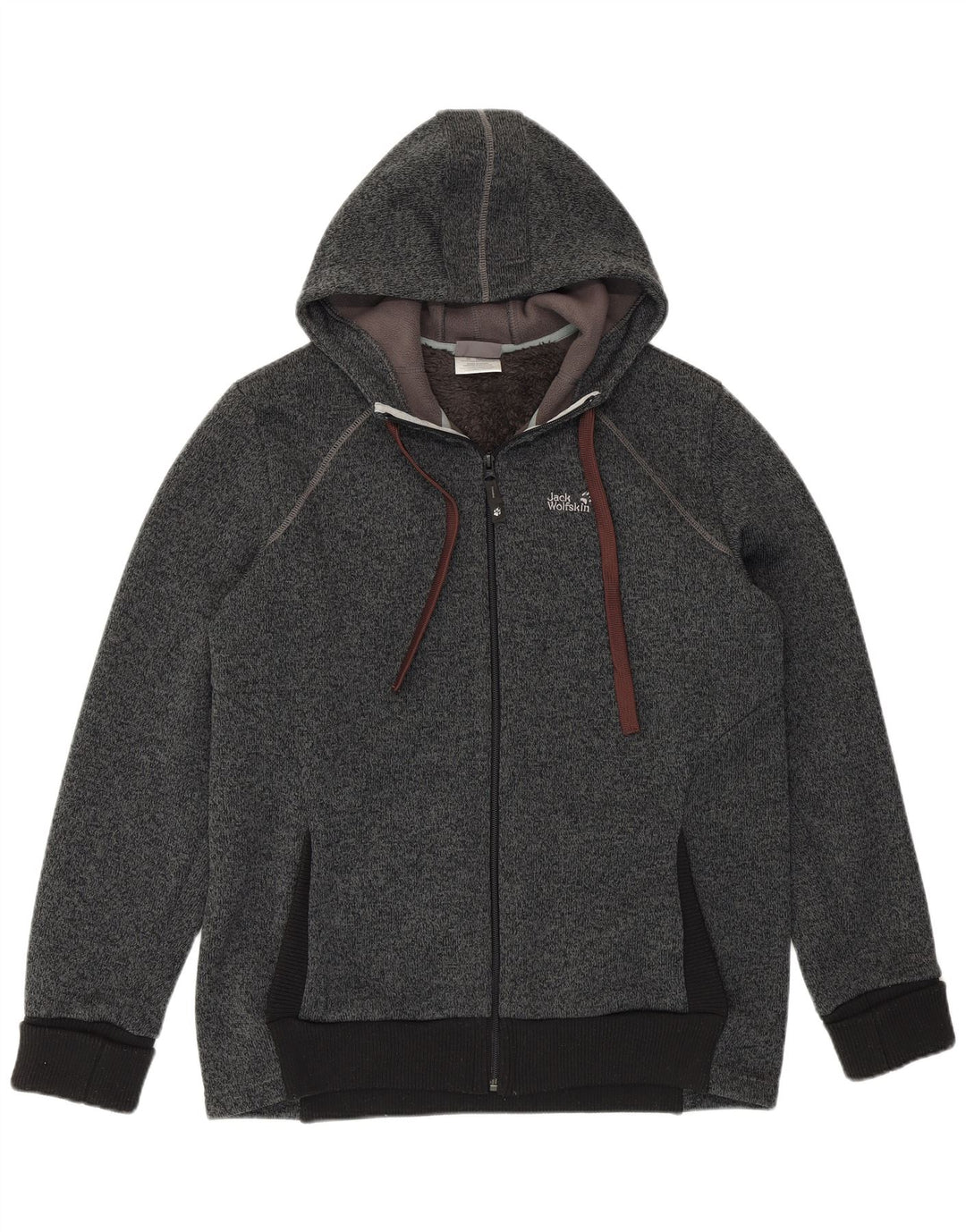 Maglione con cappuccio e zip da donna Jack Wolfskin UK 18/20 XL Poliestere screziato grigio