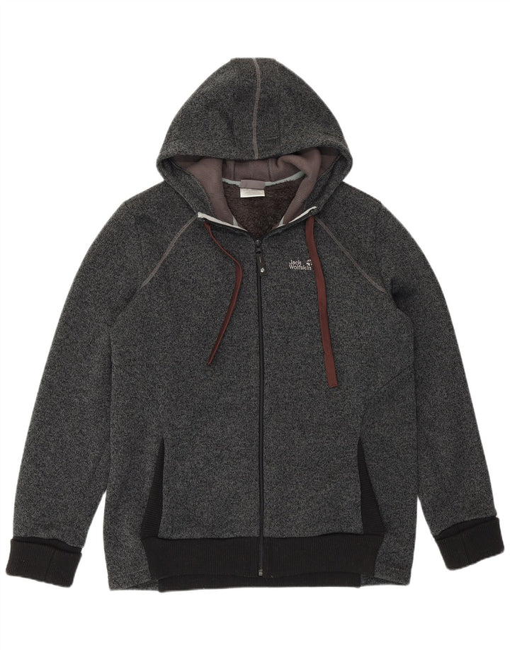 Maglione con cappuccio e zip da donna Jack Wolfskin UK 18/20 XL Poliestere screziato grigio