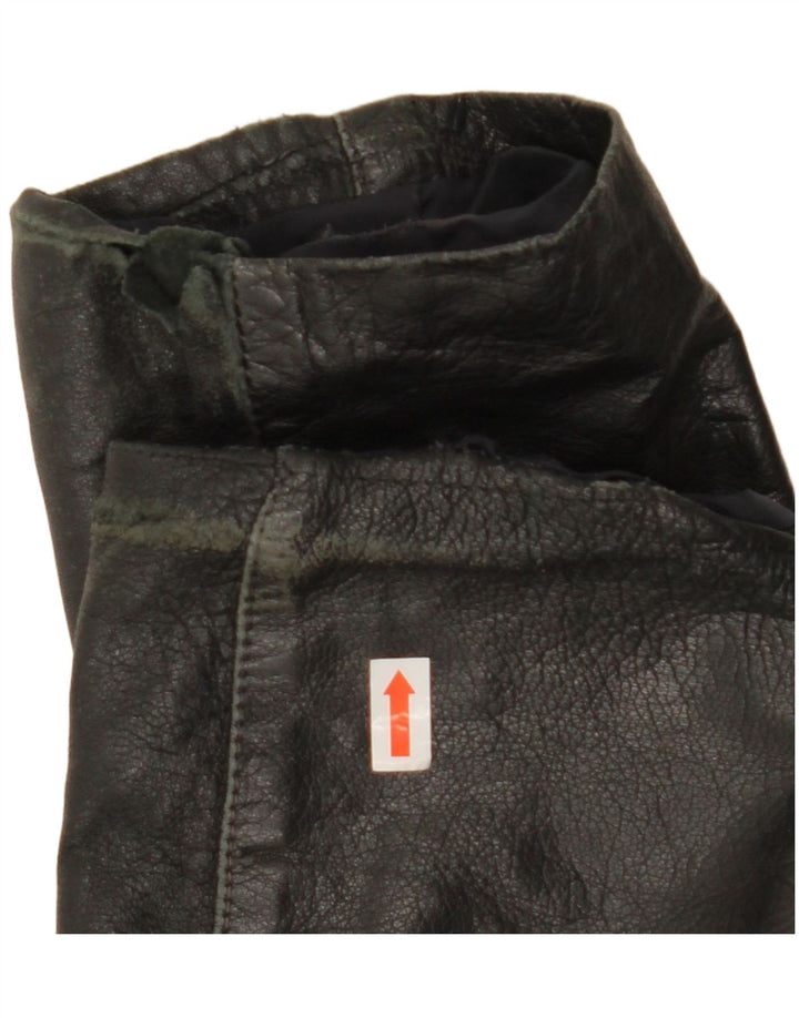 Giacca in pelle corta da donna vintage IT 44 media nera