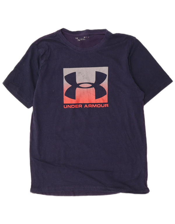 T-shirt grafica da uomo Under Armour Top Small in cotone blu navy