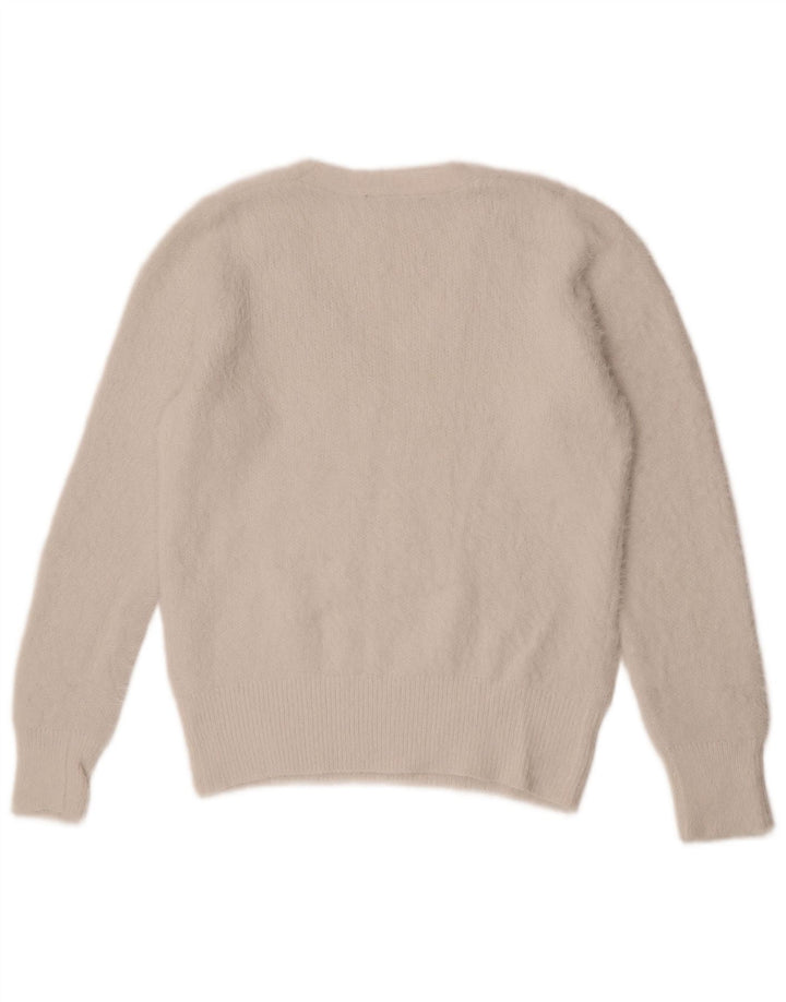 Maglione maglione con scollo a V da donna Marks & Spencer UK 12 medio bianco sporco