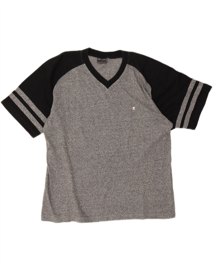 T-shirt da uomo Champion Top Large grigio color block