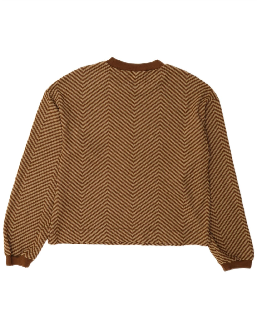 Maglione maglione girocollo da donna Marks & Spencer UK 12 Chevron marrone medio
