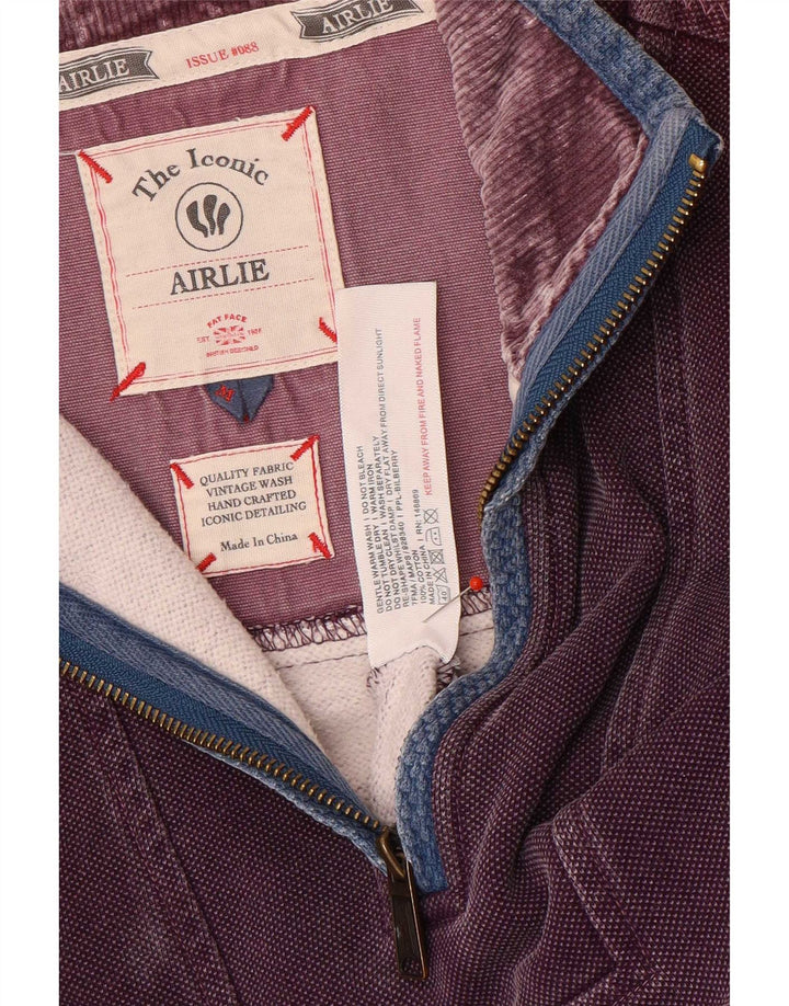 Felpa da uomo con collo con zip Fat Face Maglione cotone viola medio