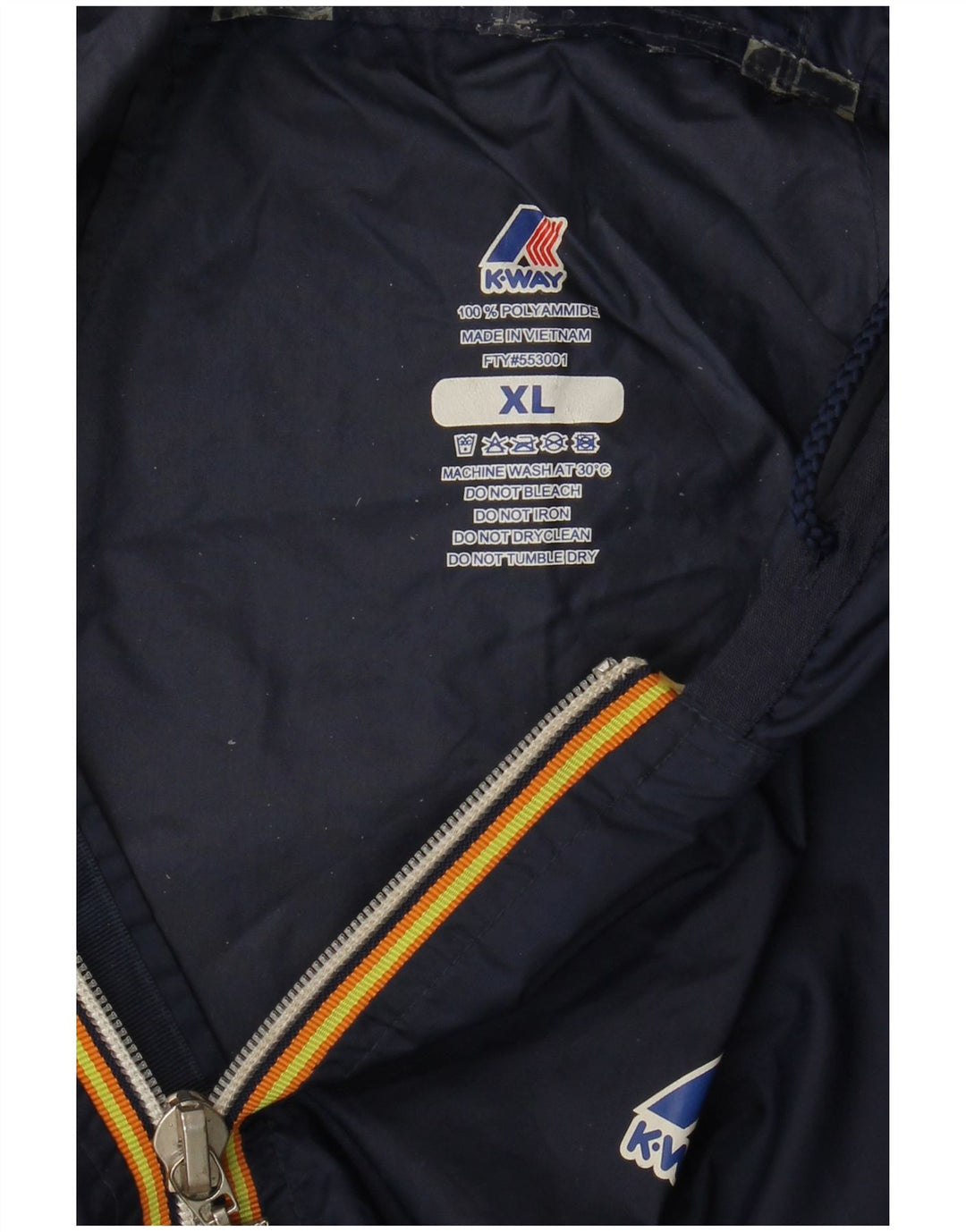 Giacca antipioggia da uomo con cappuccio K-Way UK 42 XL Blu Navy Poliammide
