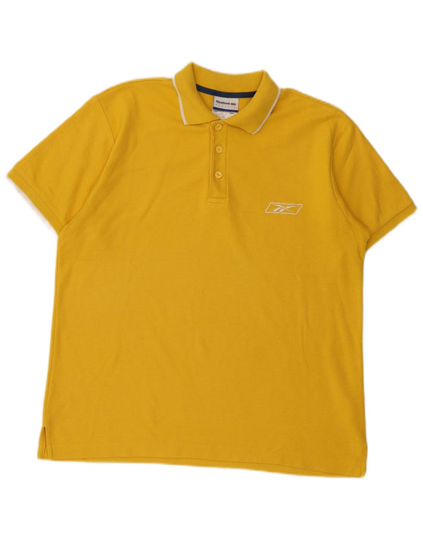Polo classica da uomo Reebok in cotone giallo medio