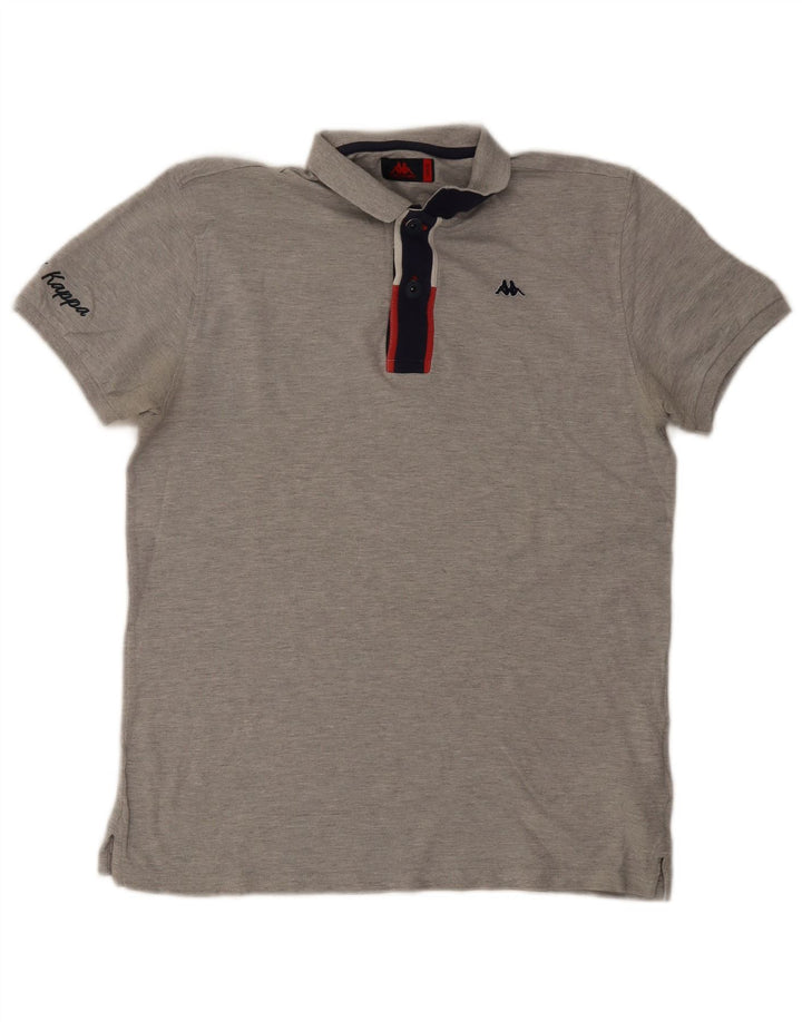 Polo Kappa da uomo grande in cotone color block grigio