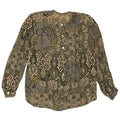 Camicetta camicia vintage da donna UK 16 grande kaki geometrica