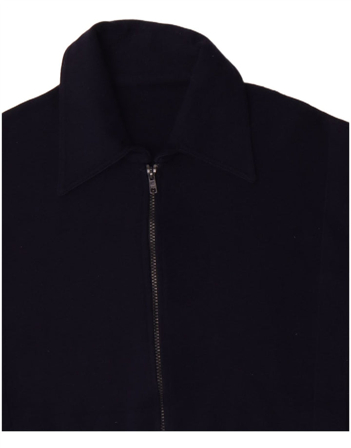 Maglione cardigan da uomo vintage in lana blu navy media