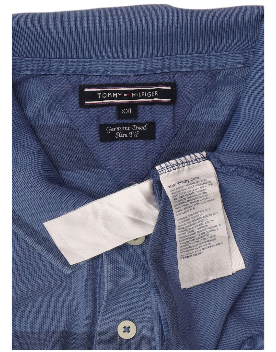 TOMMY HILFIGER Polo slim fit da uomo 2XL cotone a righe blu